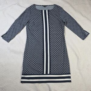 George Navy Blue Geometric Cut-Out Slit Sleeve Dress